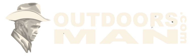Logo of 'Outdoors Man' with a silhouette of a person wearing a hat on a white background.